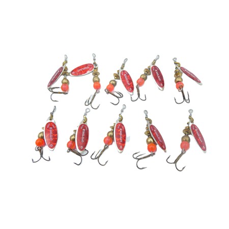 Lot De 10 Cuilleres Numero 0 Mepps Aglia Long - Rouge/Argent