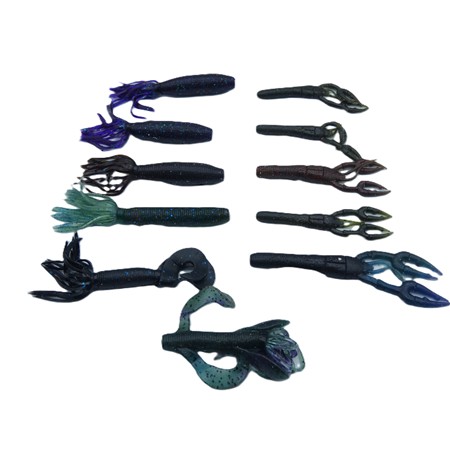 Lot De 11 Leurres Black Bass Gary Yamamoto - 5 Ecrevisses, 4 Ikas, 2 Créatures