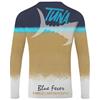 Man Long-Sleeved T-Shirt Hot Spot Design Ocean Performance Tuna Bleu/Gold - 010003101
