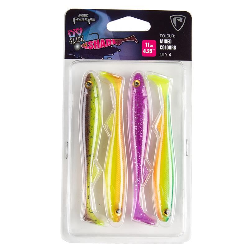 SOFT LURES KIT FOX RAGE SLICK SHAD UV MIXED COLOUR PACK