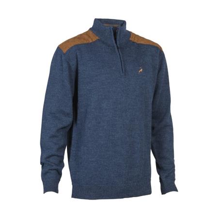 Maglione Uomo - Blu Denim Ligne Verney-Carron Fox Zippe - Bleu Denim