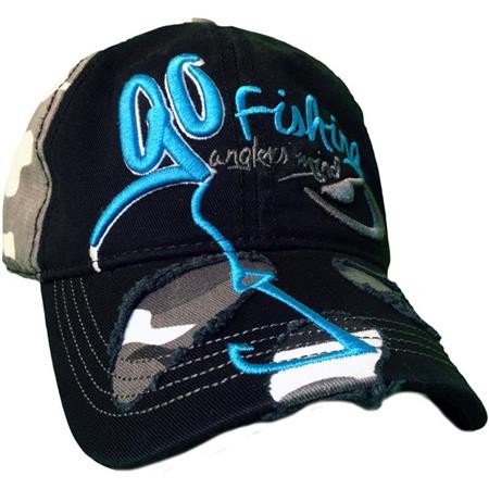 Man Cap - Black/Camou Hot Spot Design Go Fishing