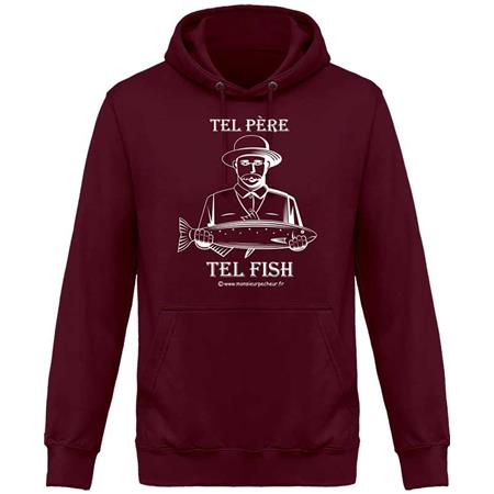 Man Hoodie - Burgundy Monsieur Pêcheur Tel Père Tel Fish - Burgundy