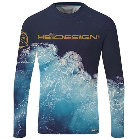 Man Long-Sleeved T-Shirt Hot Spot Design Ocean Performance Blue