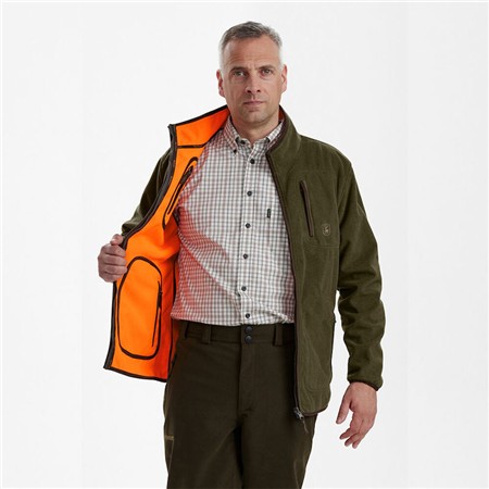 MAN POLAR DEERHUNTER GAMEKEEPER BONDED FLEECE RÉVÉRSIBLE KAKI/ORANGE