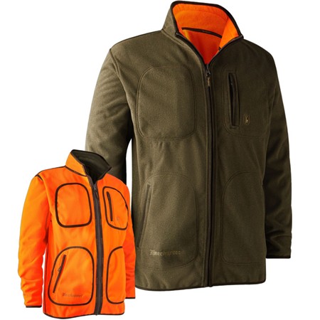 MAN POLAR DEERHUNTER GAMEKEEPER BONDED FLEECE RÉVÉRSIBLE KAKI/ORANGE