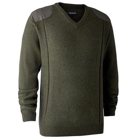 Man Sweater Deerhunter Sheffield With V-Neck Khaki