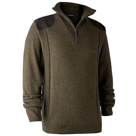 Man Sweater Deerhunter Sheffield With Zip-Neck Cypress