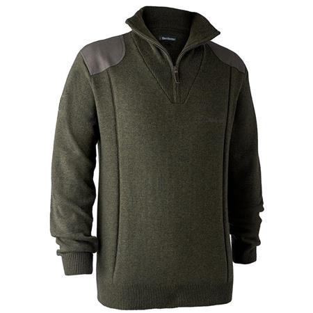 Man Sweater Deerhunter Sheffield With Zip-Neck Khaki