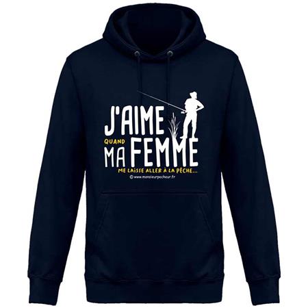 Männer-Sweat Monsieur Pêcheur Ich Liebe Meine Frau - Neu Französisches Marineblau