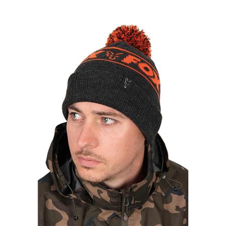 MEN'S BEANIE FOX COLLECTION BOBBLE - NOIR/ORANGE