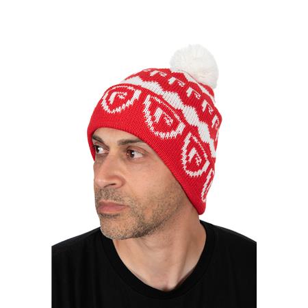 MEN'S BEANIE - RED FOX RAGE RED & WHITE BOBBLE HAT - ROUGE