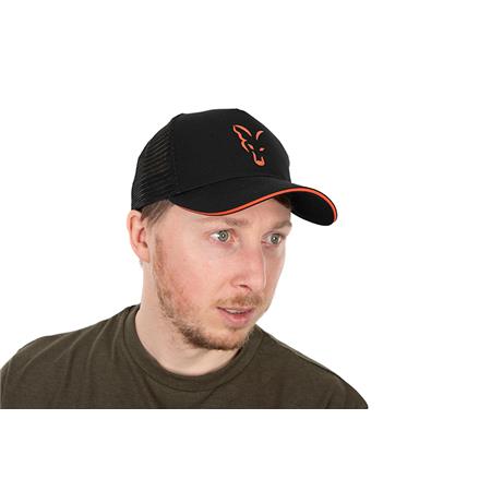 MEN'S CAP FOX COLLECTION TRUCKER CAP BLACK & ORANGE - NOIR