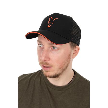 MEN'S CAP FOX COLLECTION TRUCKER CAP BLACK & ORANGE - NOIR