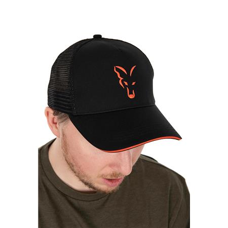 MEN'S CAP FOX COLLECTION TRUCKER CAP BLACK & ORANGE - NOIR