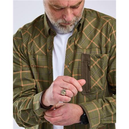 MEN'S LONG SLEEVE SHIRTS PINEWOOD WOLF - GREEN/TERRACOTTA
