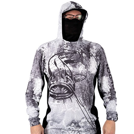 MEN'S LONG SLEEVE T-SHIRT BLACK CAT SUN JERSEY - GRIS/BLANC