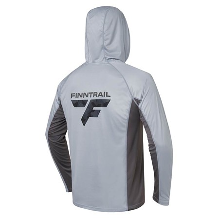 MEN'S LONG SLEEVE TEE SHIRT FINNTRAIL ANTI UV WAVE BIG LOGO - GREY