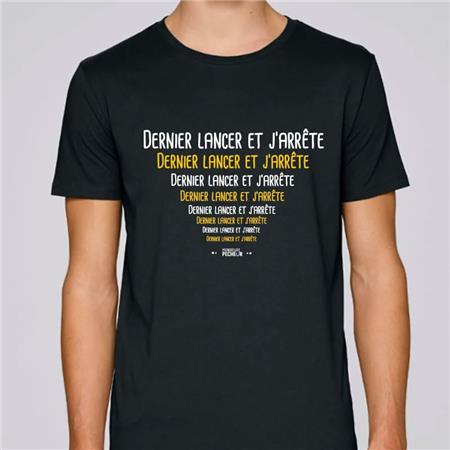 Men's Short Sleeve T-Shirt Monsieur Pêcheur Dernier Lancer Et J'arrête - Noir