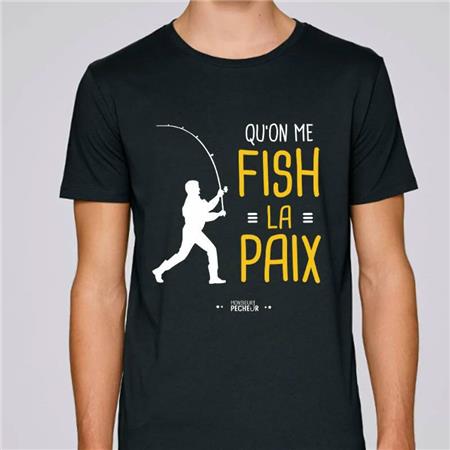 MEN'S SHORT SLEEVE T-SHIRT MONSIEUR PÊCHEUR QU'ON ME FISH LA PAIX - NOIR