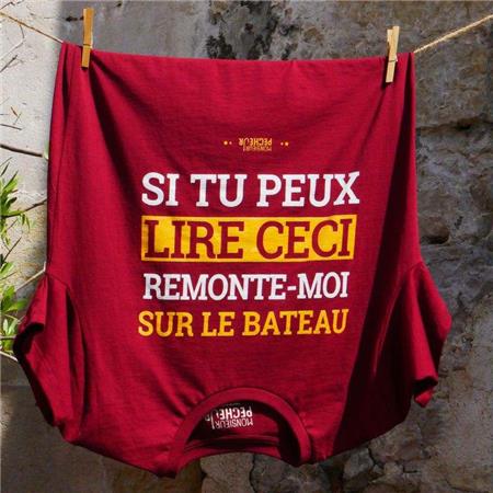 MEN'S SHORT SLEEVE T-SHIRT MONSIEUR PÊCHEUR REMONTE MOI SUR LE BATEAU - BURGUNDY