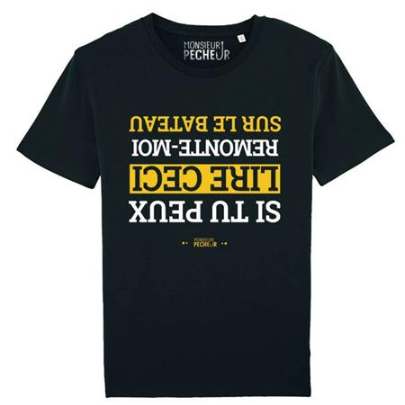 Men's Short Sleeve T-Shirt Monsieur Pêcheur Remonte Moi Sur Le Bateau - Noir