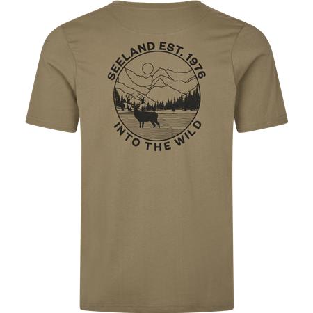 MEN'S SHORT SLEEVE T-SHIRT SEELAND HUNTING LANDSCAPE - COVERT GREEN