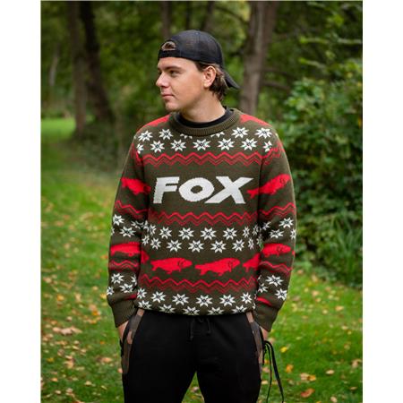 MEN'S SWEATER FOX XMAS JUMPER - KHAKI