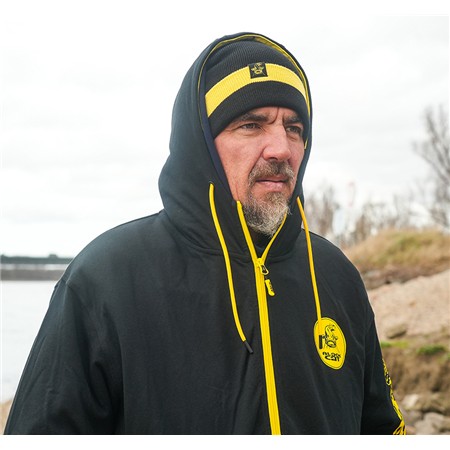 MEN'S SWEATSHIRT BLACK CAT BLACK ZIPPED HOODY - NOIR