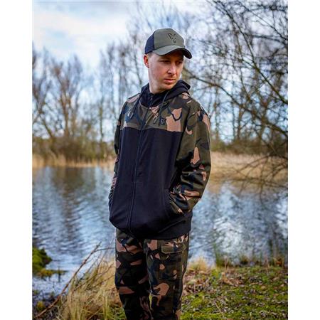 MEN'S SWEATSHIRT FOX LW BLACK/CAMO SPLIT ZIP HOODY - NOIR/CAMO