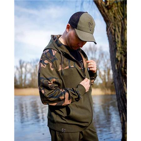 MEN'S SWEATSHIRT FOX LW KHAKI/CAMO SPLIT ZIP HOODY - KAKI/CAMO