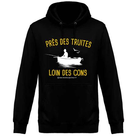 Men's Sweatshirt Monsieur Pêcheur Close To The Trout, Far From Assholes - Jet Black