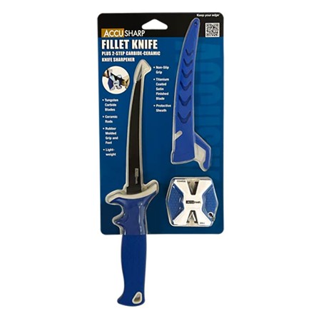 MES ACCUSHARP FILLET KNIFE WITH SHEATH AND TWO-STEP SHARPENER