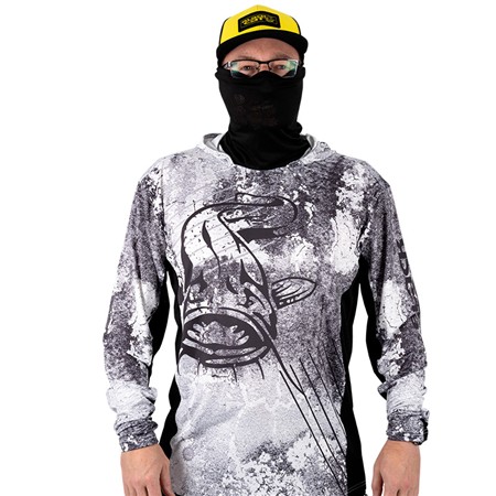 MĘSKI T-SHIRT Z DŁUGIM RĘKAWEM BLACK CAT SUN JERSEY - SZARY/BIAŁY