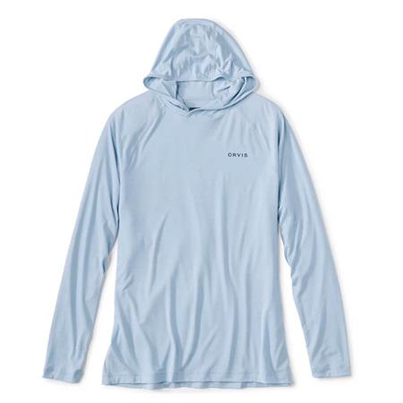 Męski T-Shirt Z Długim Rękawem Orvis Dricast Logo Hoodie - Blue Fog
