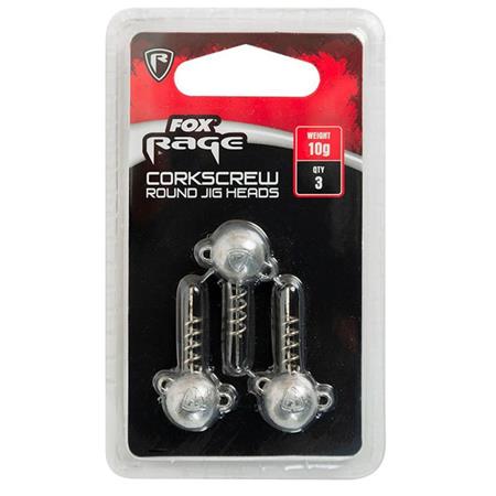 ΜΟΛΥΒΈΝΙΑ ΚΕΦΑΛΉ FOX RAGE CORKSCREW ROUND JIG HEAD