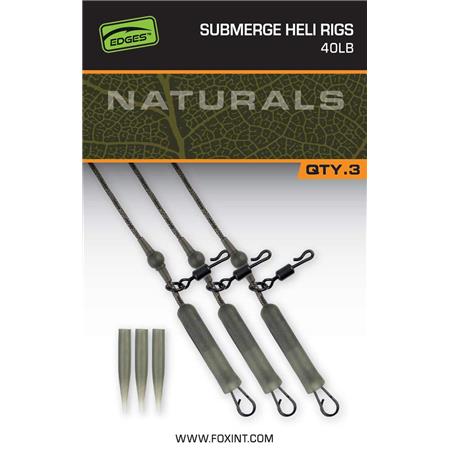 Montage Hélicoptère Fox Edges Naturals Submerge Heli Rig Leaders