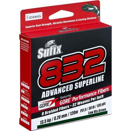 MULTIFILAR LO-VIS VERDE - 120M SUFIX 832 ADVANCED SUPERLINE LO-VIS GREEN - 120M