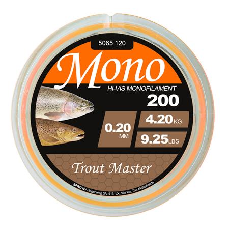 NYLON TROUT MASTER HI-VIS MONO - ORANJE - 200M