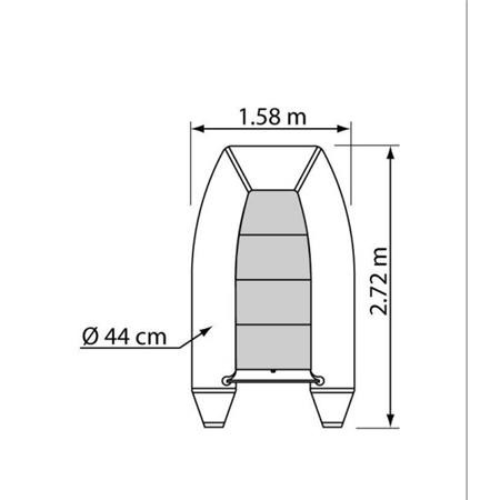 OPBLAASBARE BOOT MET OPBLAASBARE KIEL IN V PLASTIMO TRAIL 270 AVEC QUILLE GONFLABE EN V