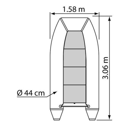 OPBLAASBARE BOOT MET OPBLAASBARE KIEL IN V PLASTIMO TRAIL 310 AVEC QUILLE GONFLABE EN V