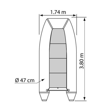 OPBLAASBARE BOOT MET OPBLAASBARE KIEL IN V PLASTIMO TRAIL 380 AVEC QUILLE GONFLABE EN V