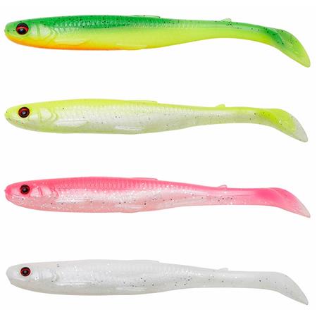PACK AMOSTRA FLEXÍVEL SAVAGE GEAR SLENDER SCOOP SHAD MIX - PACK DE 4