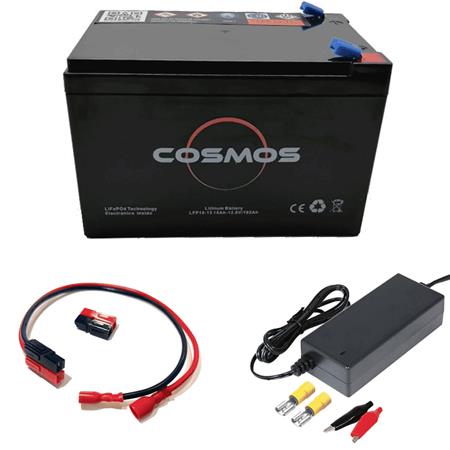 Pack Batterie Lithium Cosmos Lithium Cosmos 12V 15Amp + Chargeur Atom12 + Faisceaux De Connexion Rapide