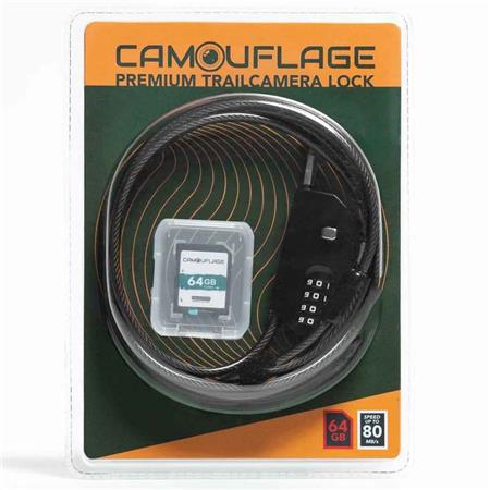 PACK CADEADO + CARTÃO SD 64GB CAMOUFLAGE