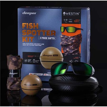 Pack Color Fishfinder Deeper Chirp+ V2 + A Pair Of Glasses Westin W6 Sport 15 And Lanyard Deeper