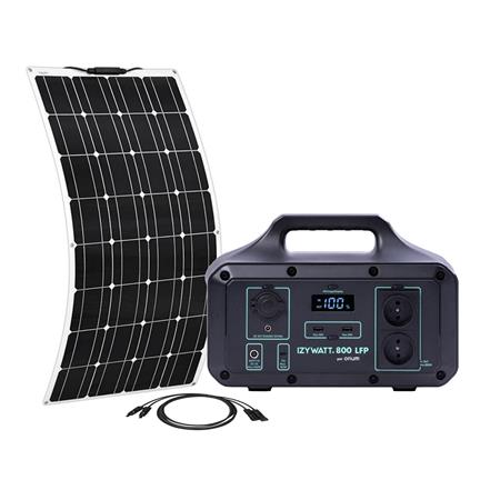 PACK GÉNÉRATEUR SOLAIRE ORIUM IZYWATT 800 ET PANNEAU SOLAIRE SOUPLE 100W