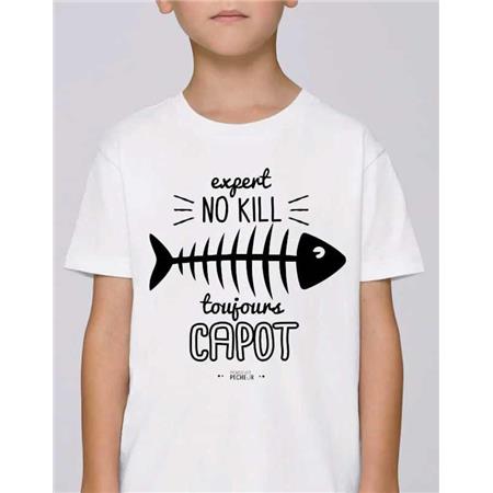 Παιδικό Κοντομάνικο Μπλουζάκι Monsieur Pêcheur Expert No Kill - Λευκό