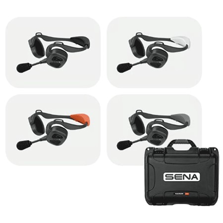 Pakket Van Vier Bosun Quad-Headsets Sena Compleet + Laadkoffer