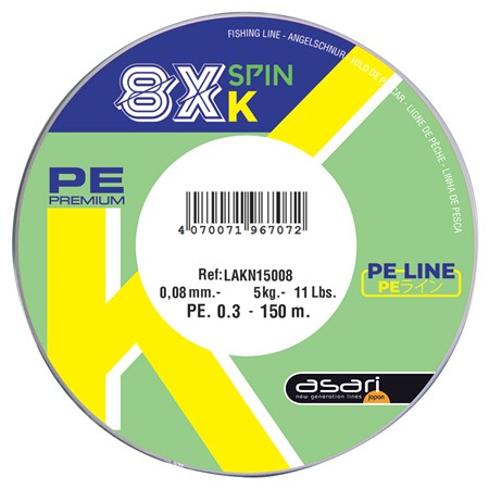 Plecionka Asari 8X-K Spin - Zielony Fluo - 150M